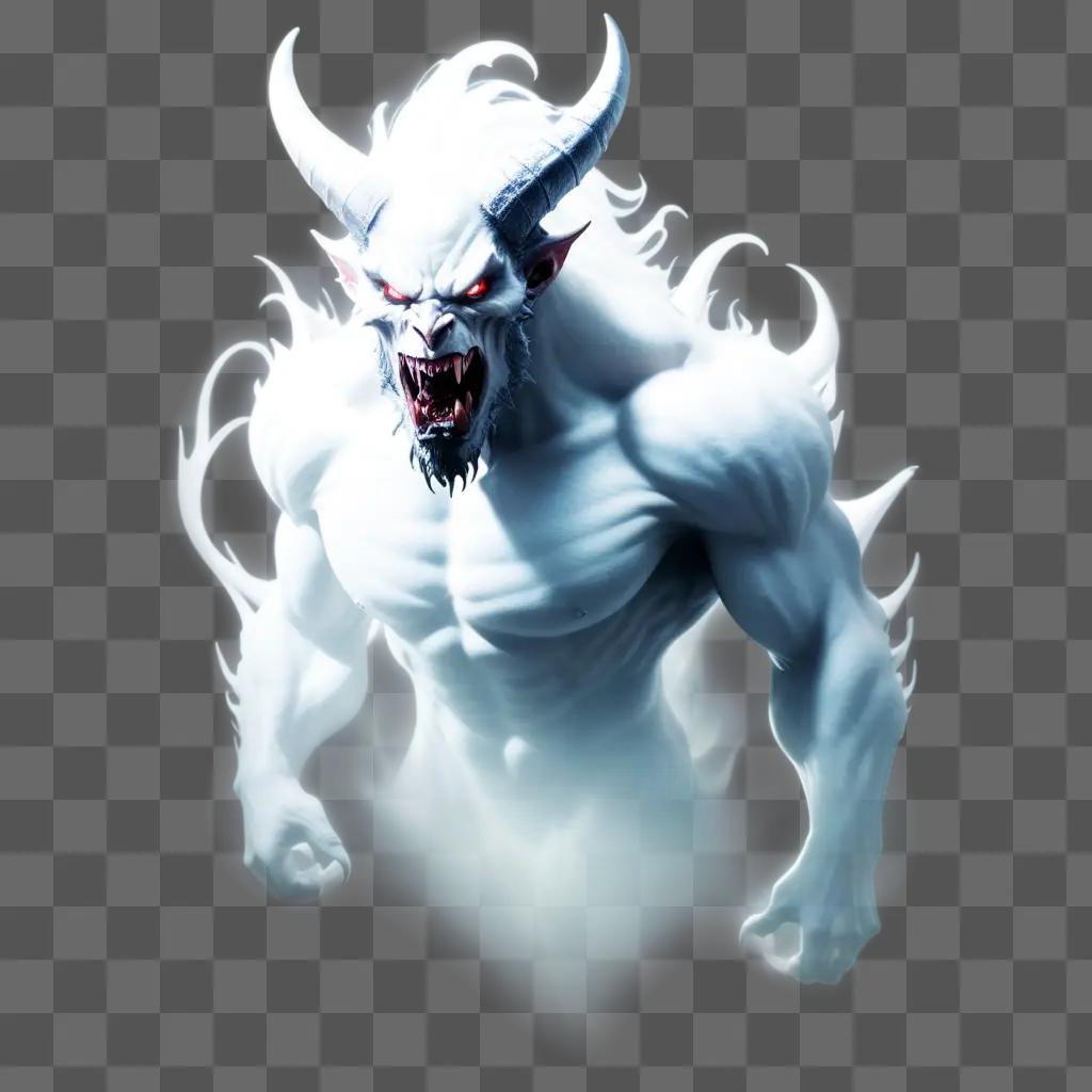 demonic monster in a white suit