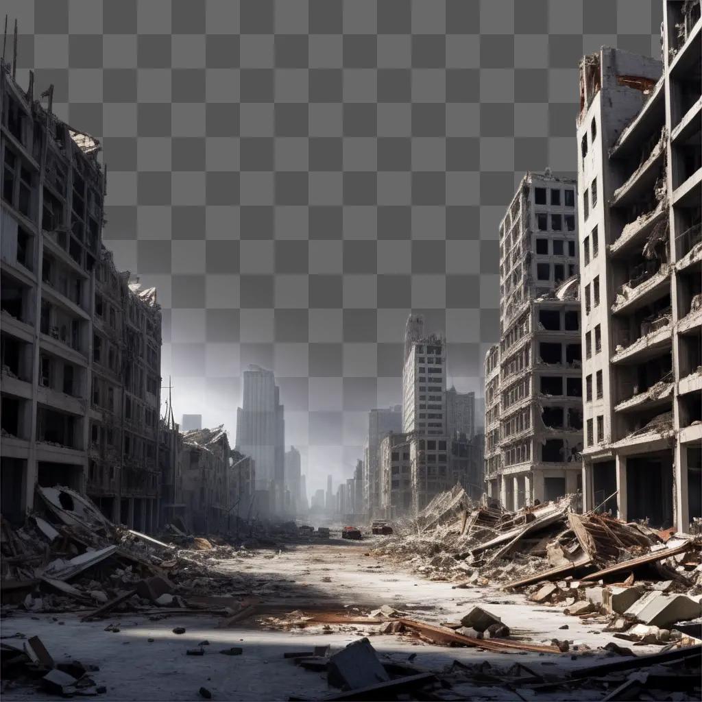 瓦礫と瓦礫で破壊された都市