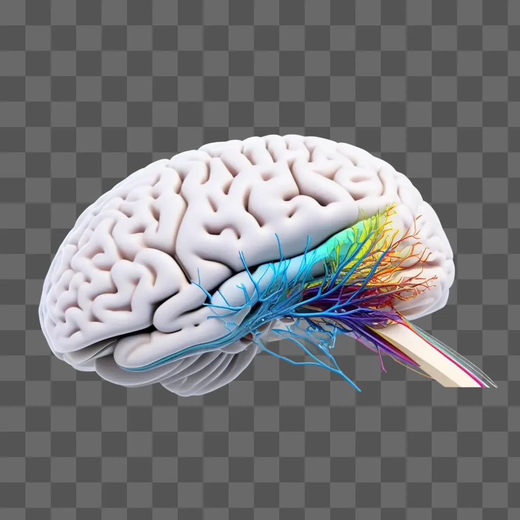 detailed brain drawing on a gray background