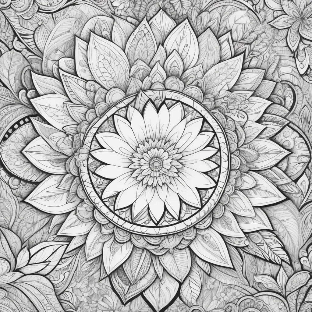 detailed illustration of a flower with a circle and leaves