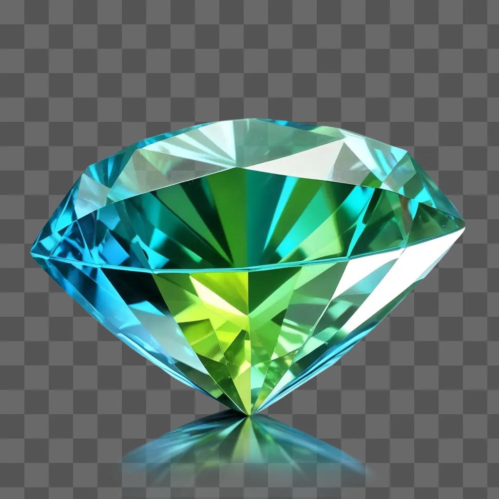 diamond with a green reflection on a green background