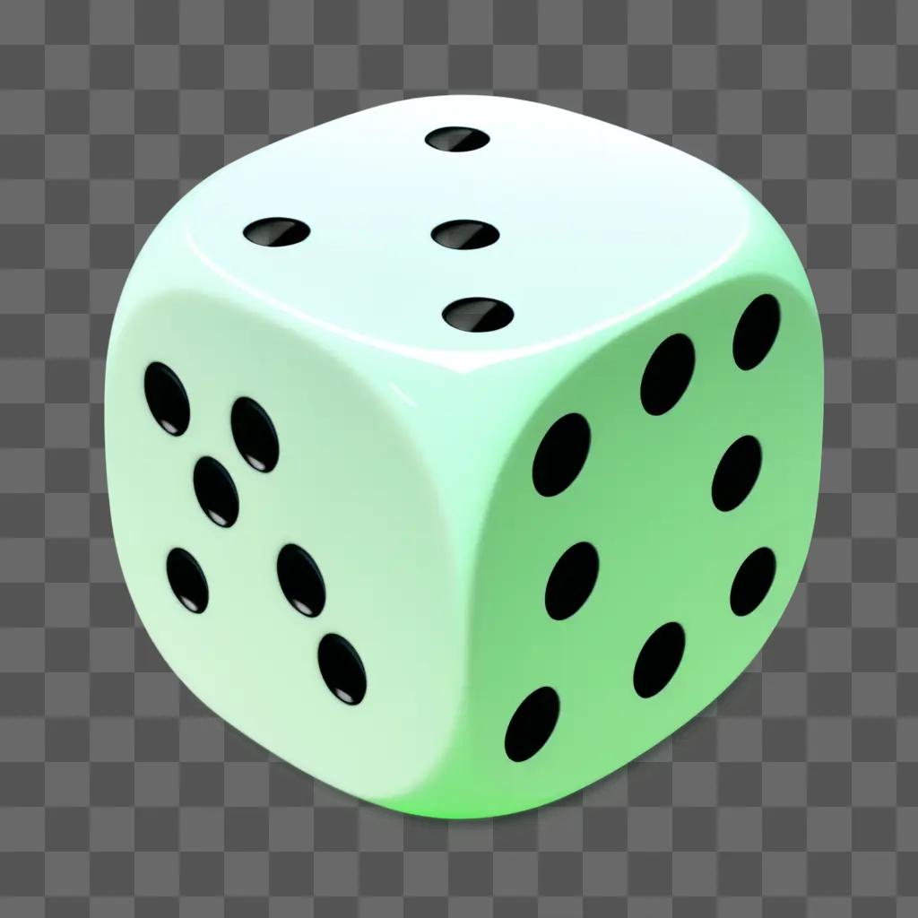 dice with black dots and white numbers on a green background