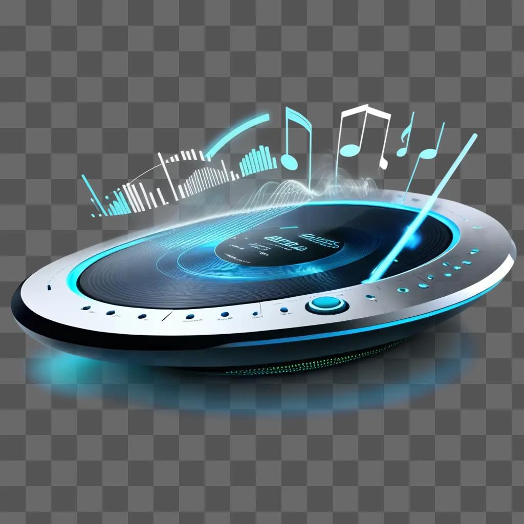 digital audio player sits on a blue background