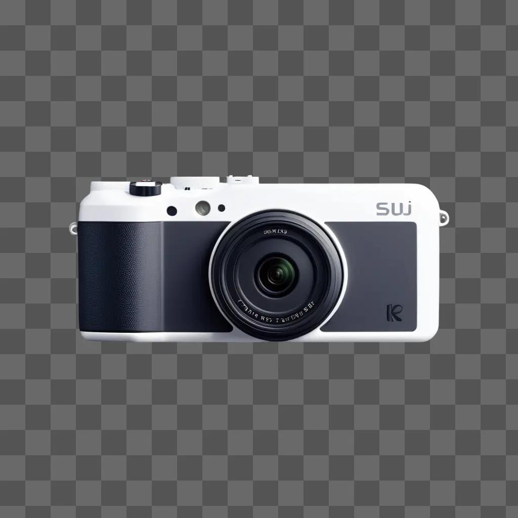 digital camera is shown on a grey background