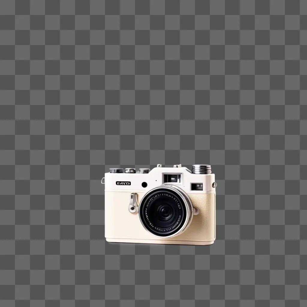 digital camera sits on a grey background