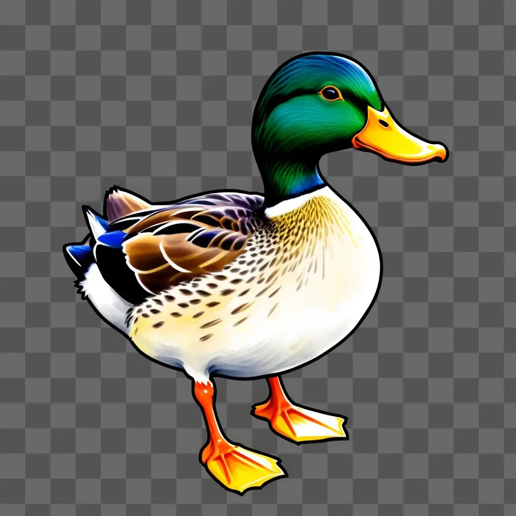 digital sketch of a duck with yellow beak