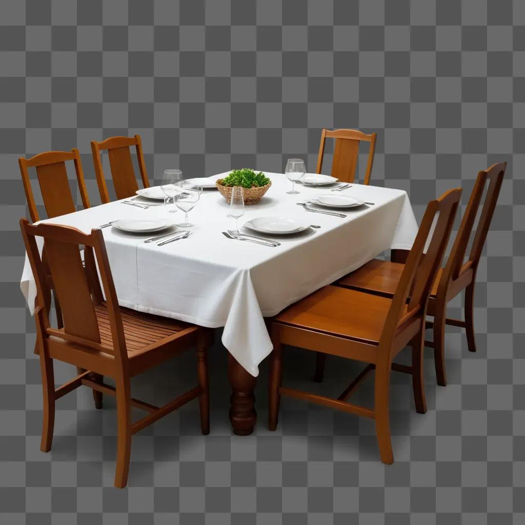 dining table with chairs and plates