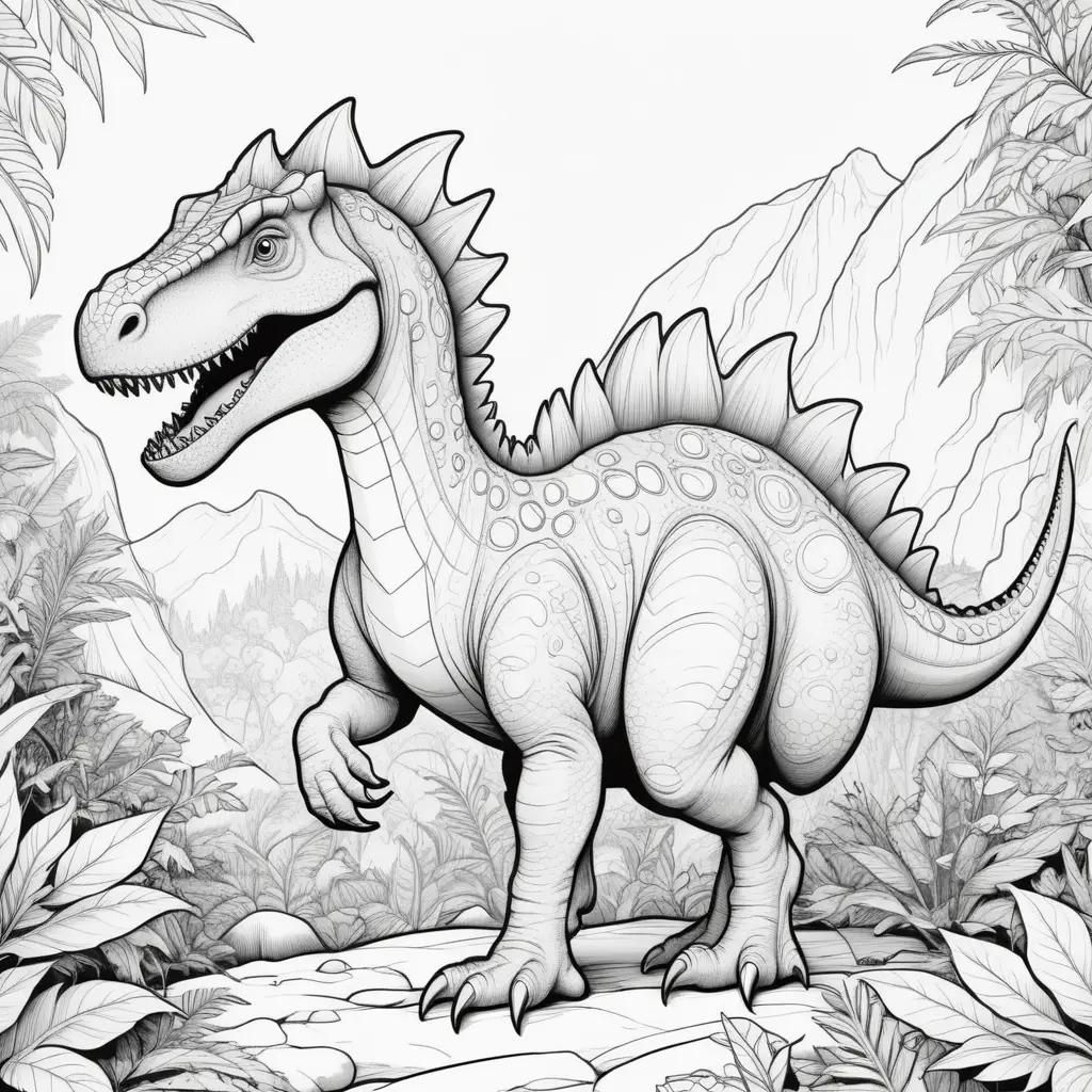 白黒配色の恐竜のカラーページ