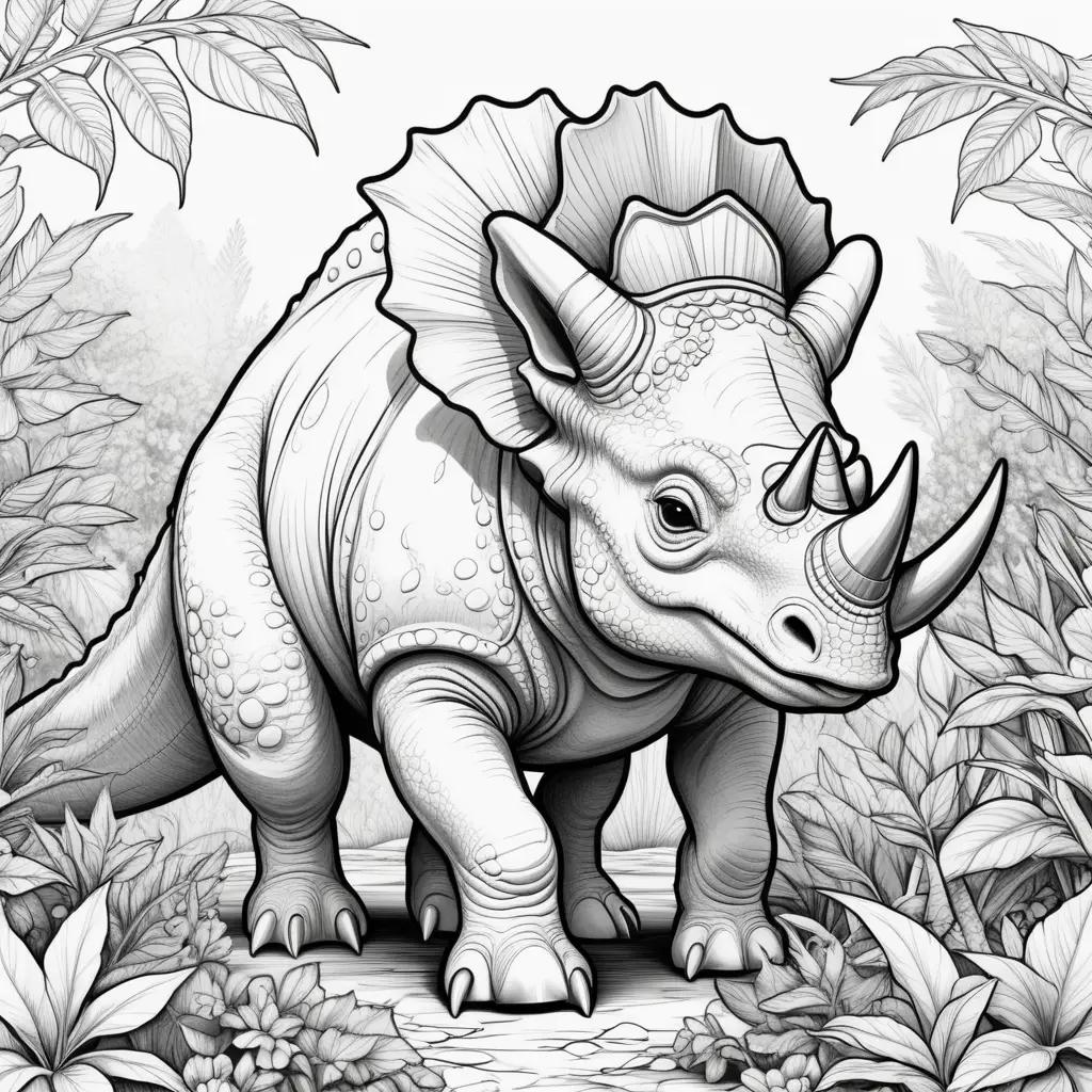 dinosaur coloring page featuring a triceratops