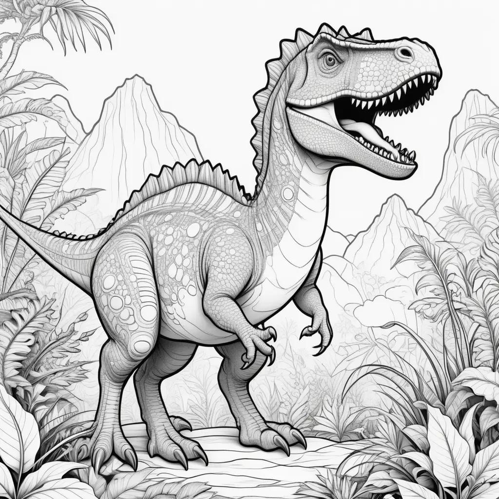 dinosaur coloring page in black and white