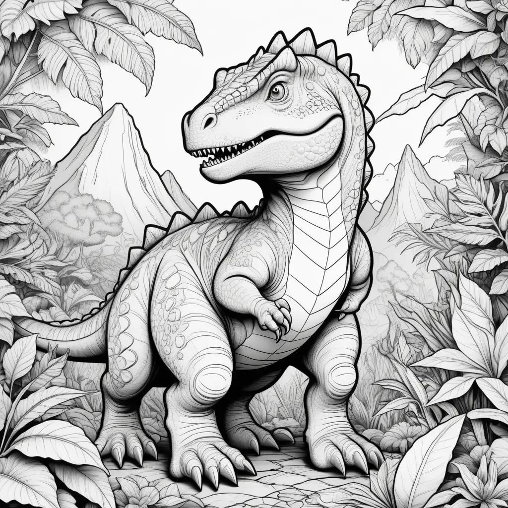 dinosaur coloring page in black and white