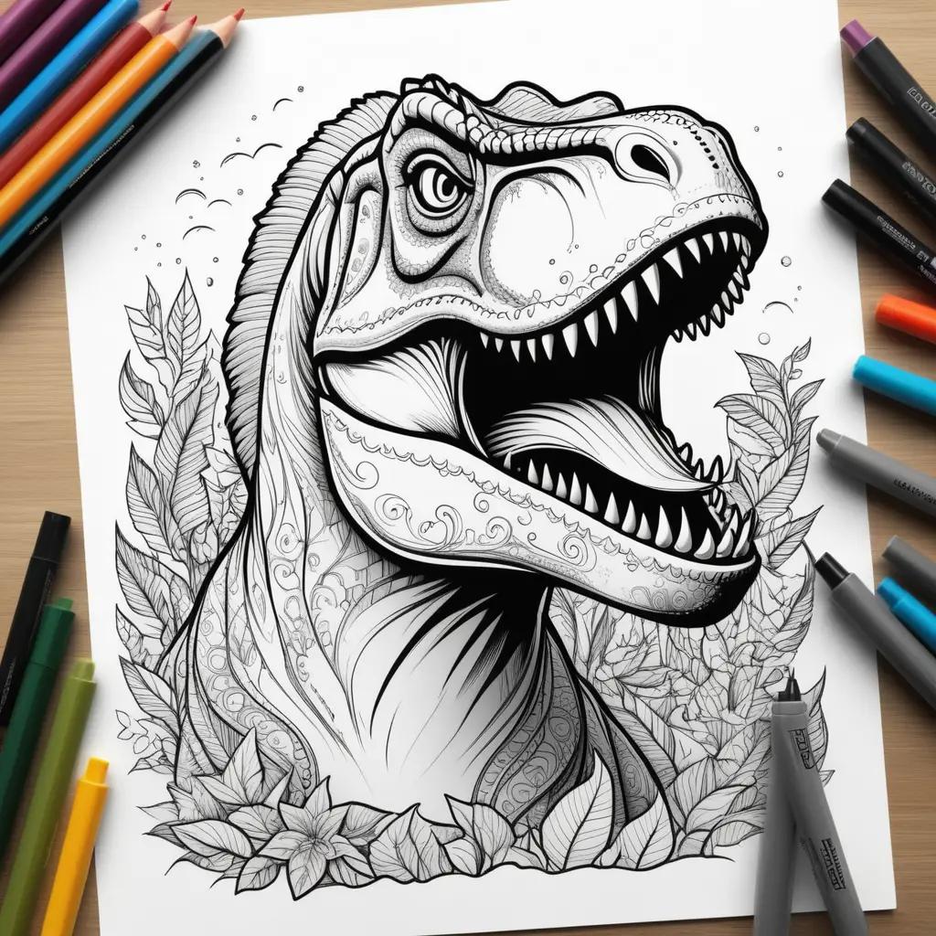 dinosaur coloring page with a mouth open