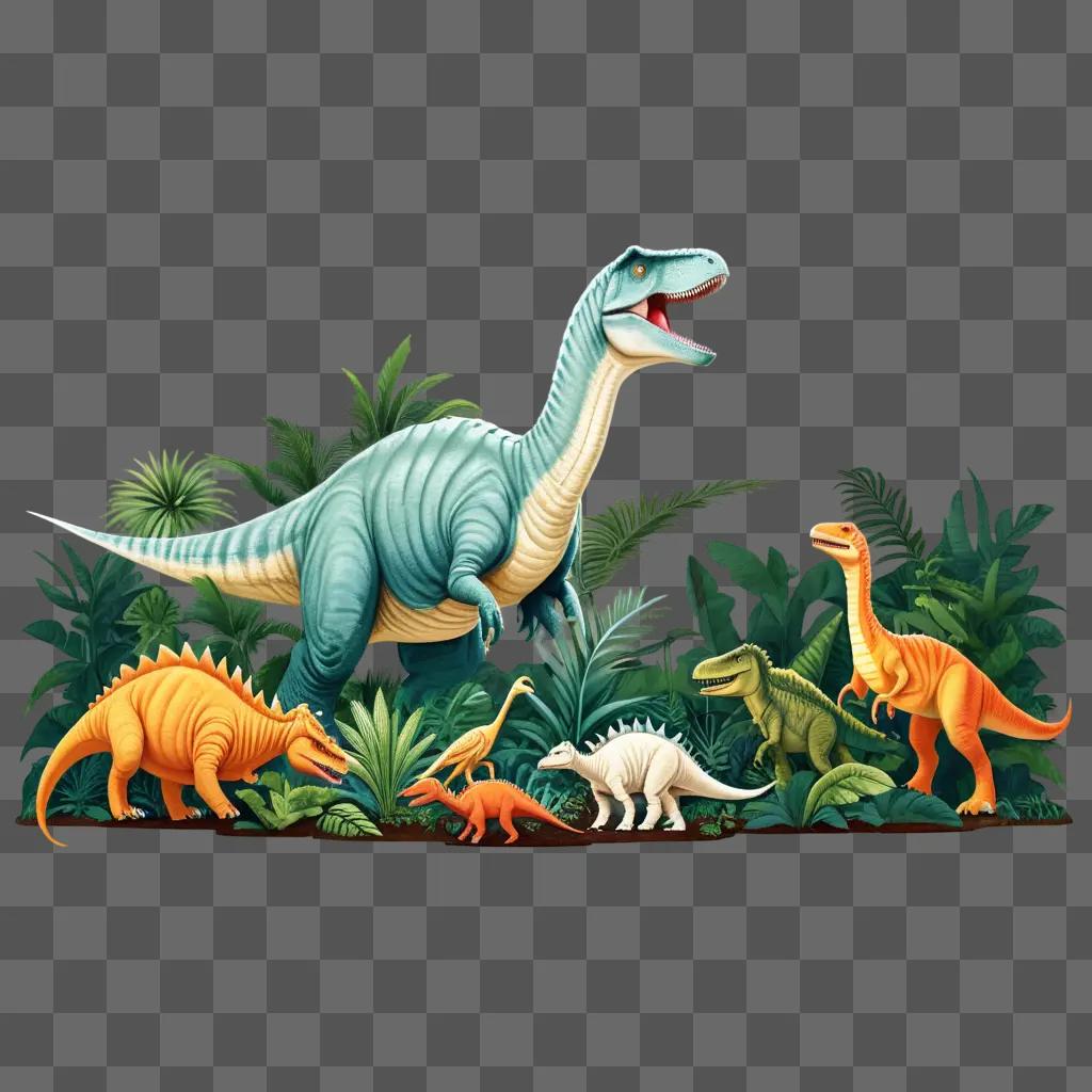 dinosaur-free jungle scene with a blue dinosaur