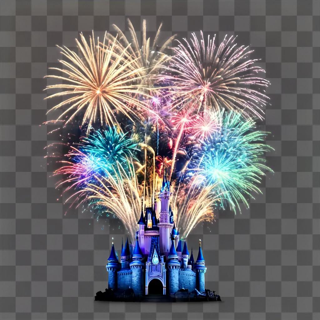 disney fireworks Colorful fireworks illuminate Cinderella castle