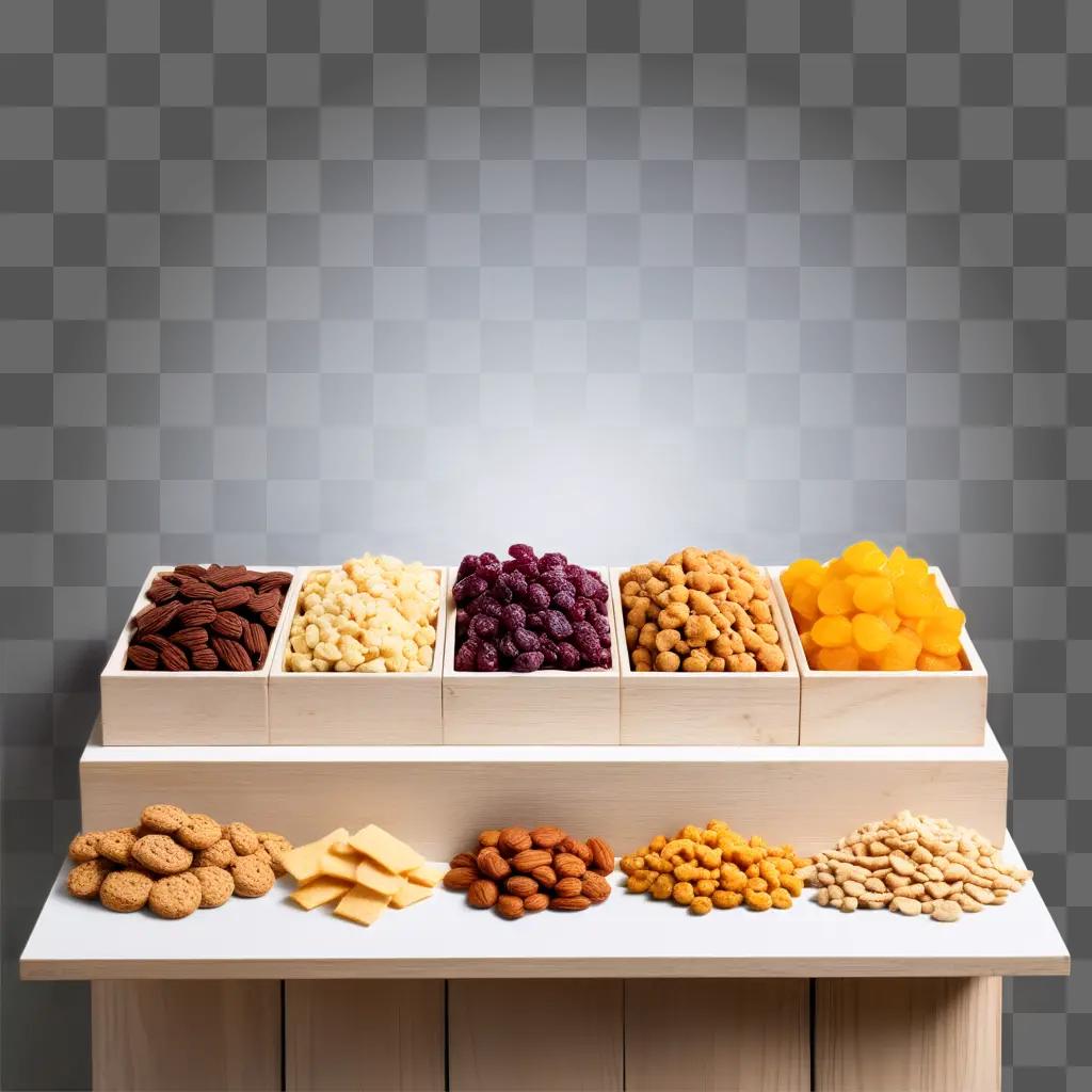 display of various snacks and nuts