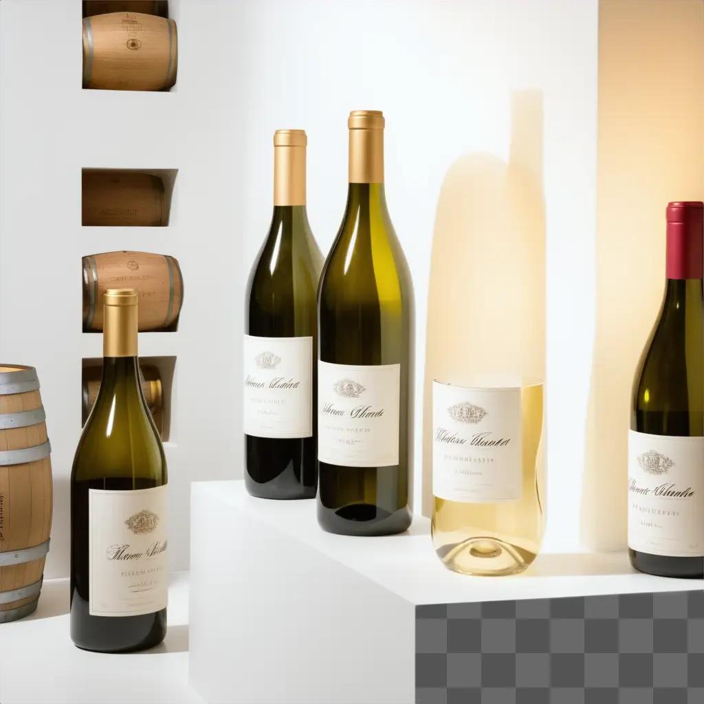 display of wine bottles with golden labels