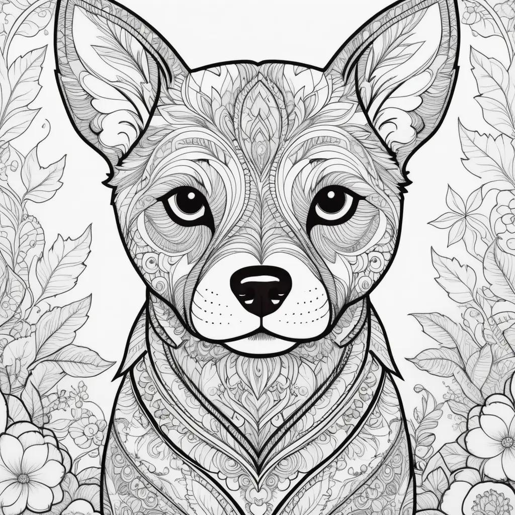 dog coloring page with a mans face