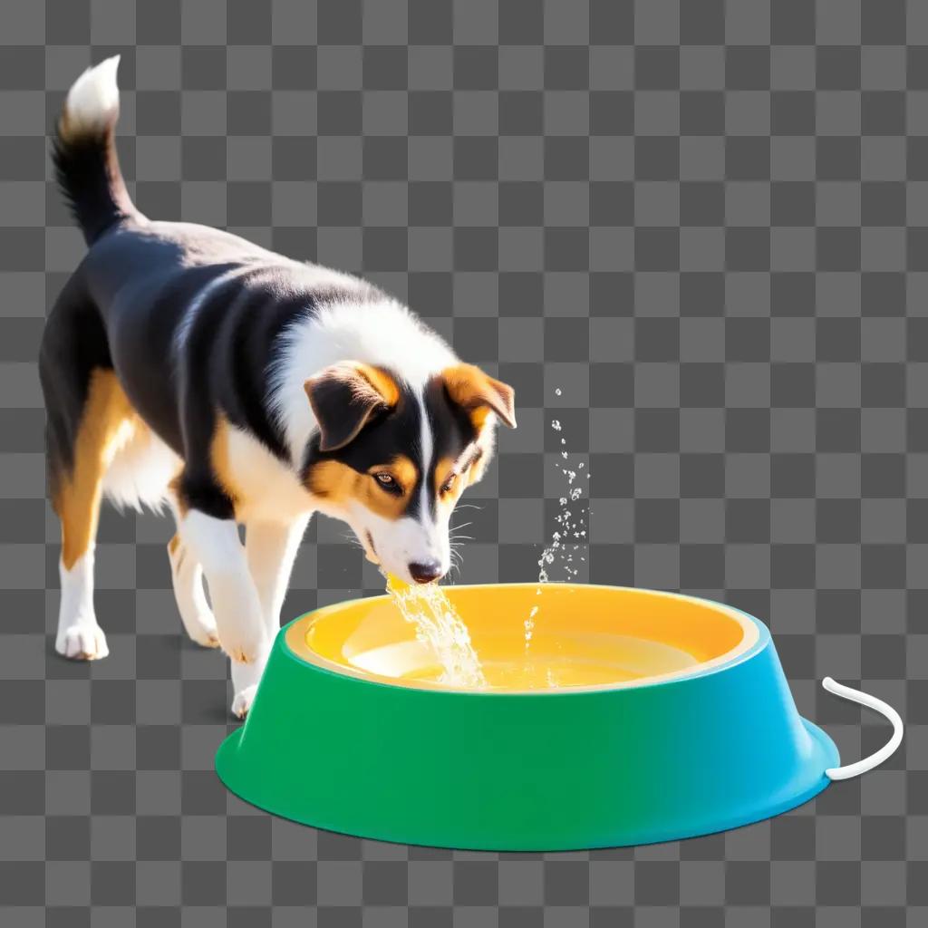 dog drinking water from a bowl