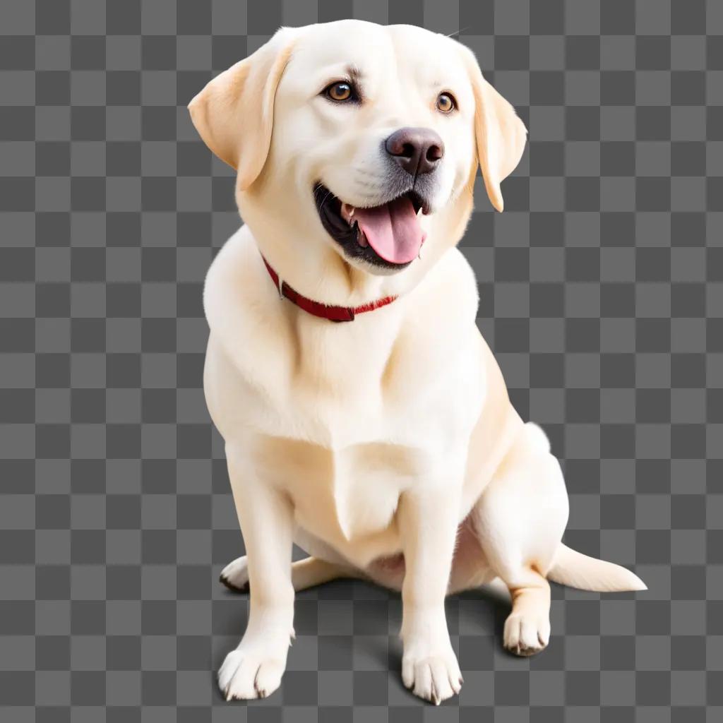 dog sitting on a beige floor with a red collar