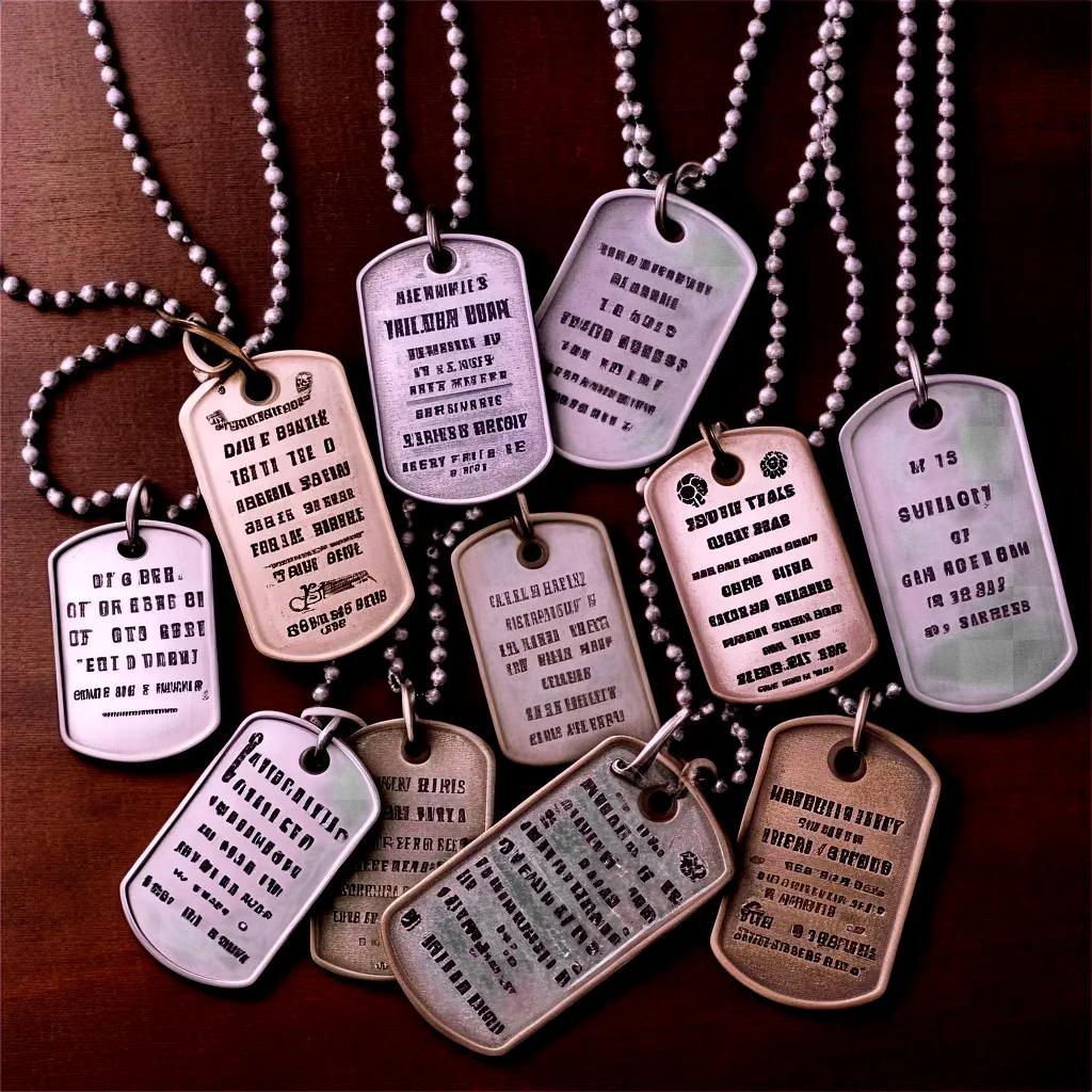 dog tags with writings on them