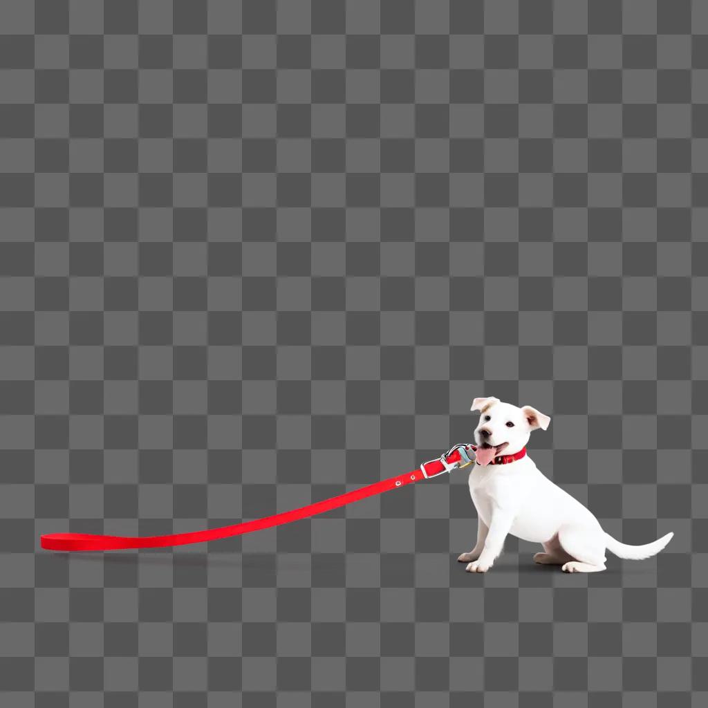 dog waits on a red leash