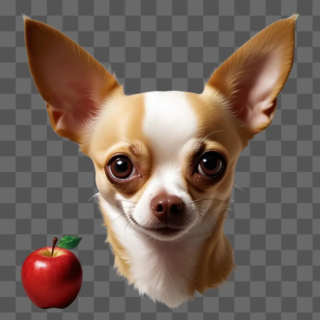 dog with an apple head on a beige background