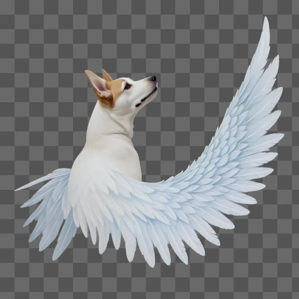 dog with angel wings in a drawing