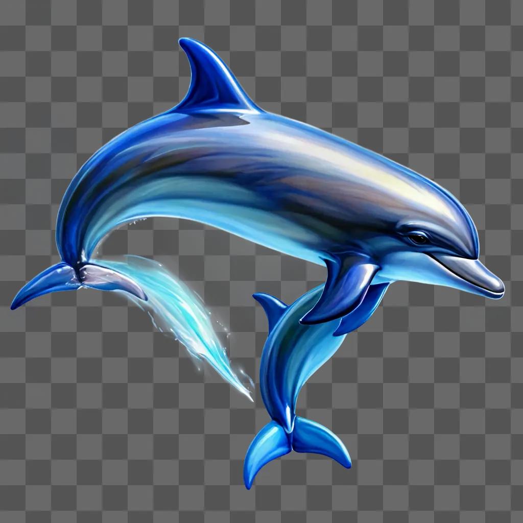 dolphin clipart A blue dolphin is captured in a surreal light