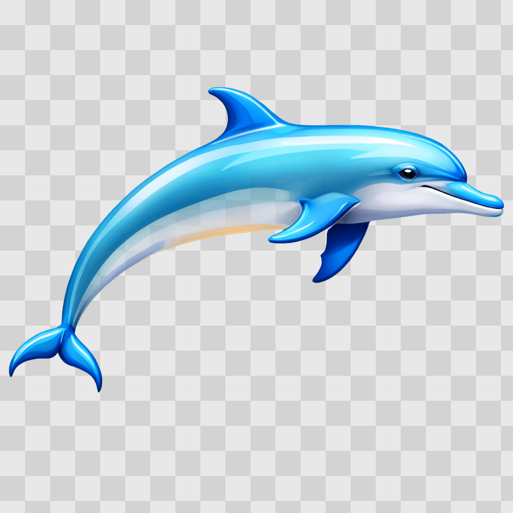 dolphin clipart A blue dolphin is floating on a blue background