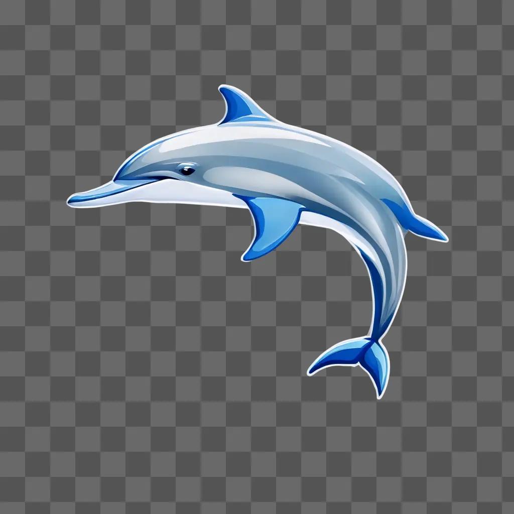 dolphin clipart A dolphin leaps into the air against a blue background