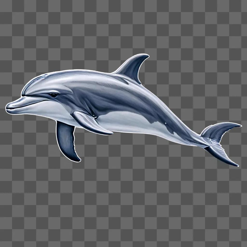 dolphin drawing realistic A dolphin is swimming in a blue sky