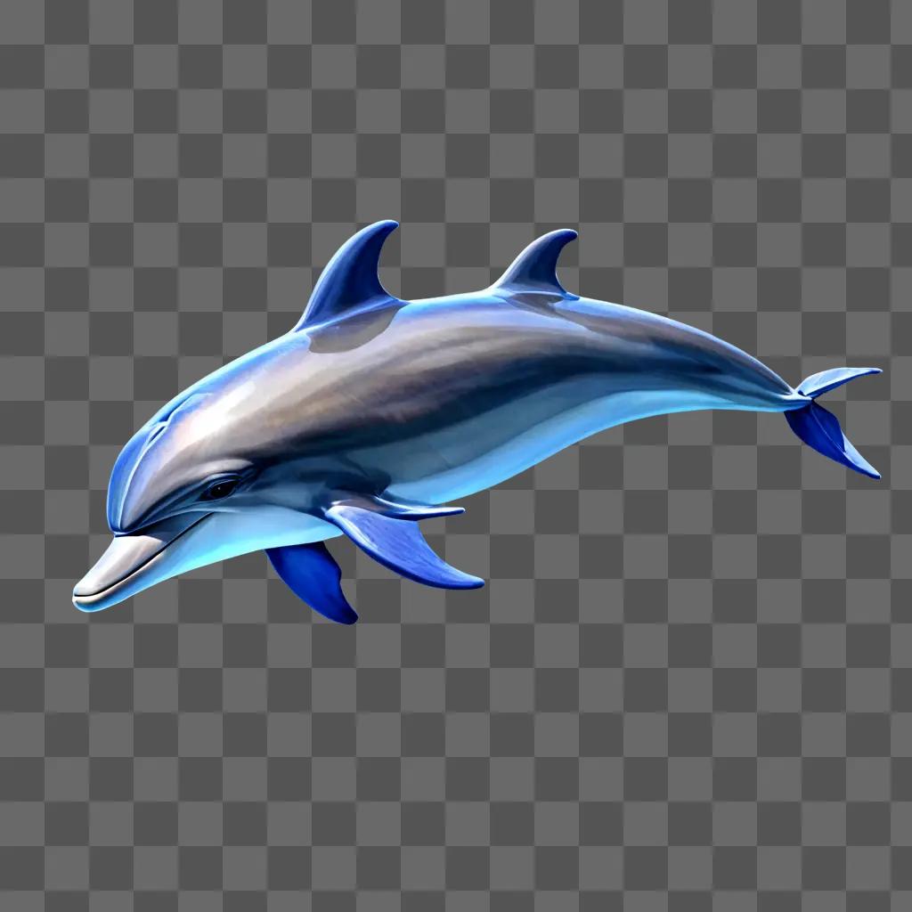 dolphin drawing with colour A blue and silver dolphin floats on a blue background