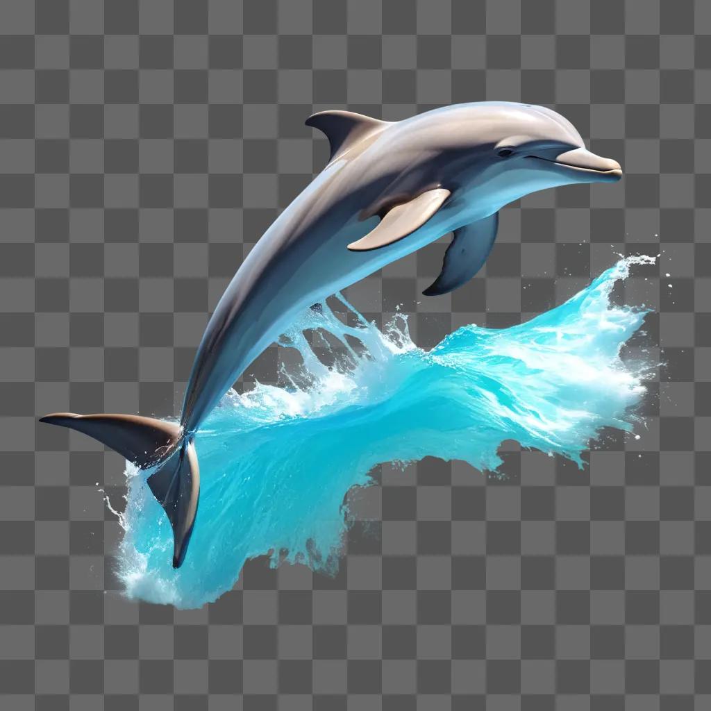 dolphin drawing with colour on a blue background