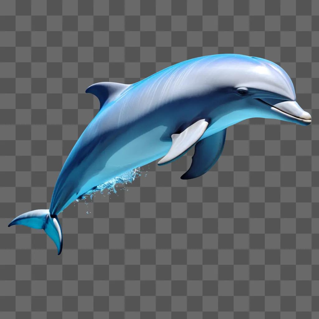 dolphin with a blue hue floats on the surface