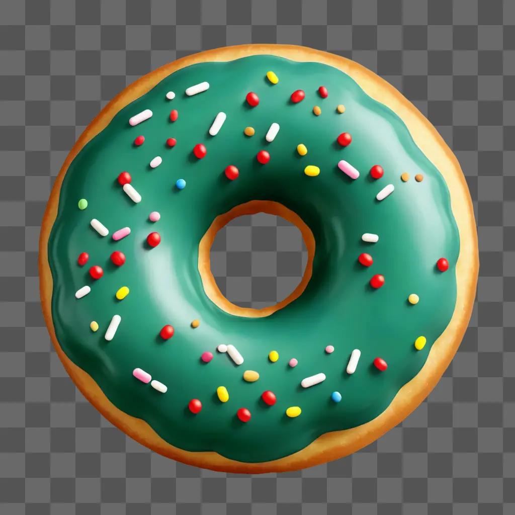 donut clipart A frosted doughnut with sprinkles and green frosting