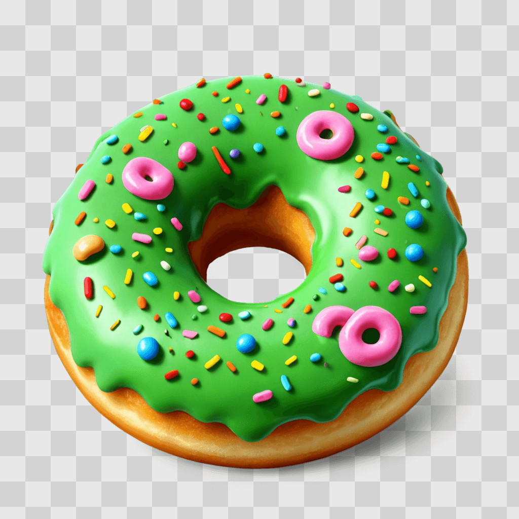 donut clipart A glazed doughnut with pink and purple sprinkles