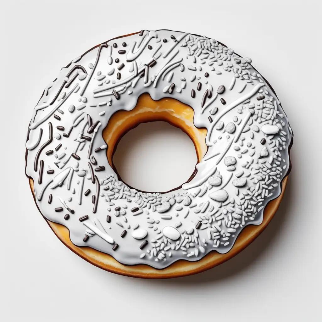 donut with sprinkles and frosting on a white background