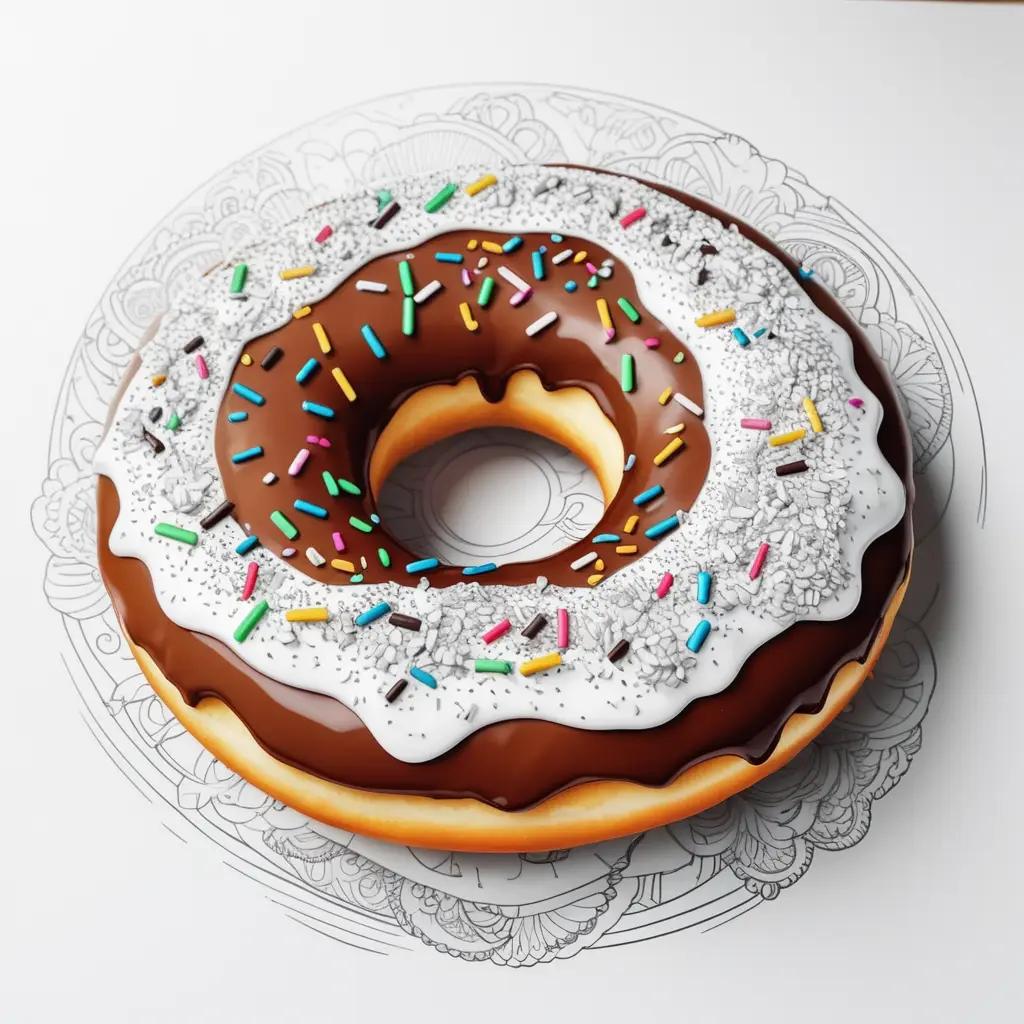 donut with sprinkles and icing on a color page