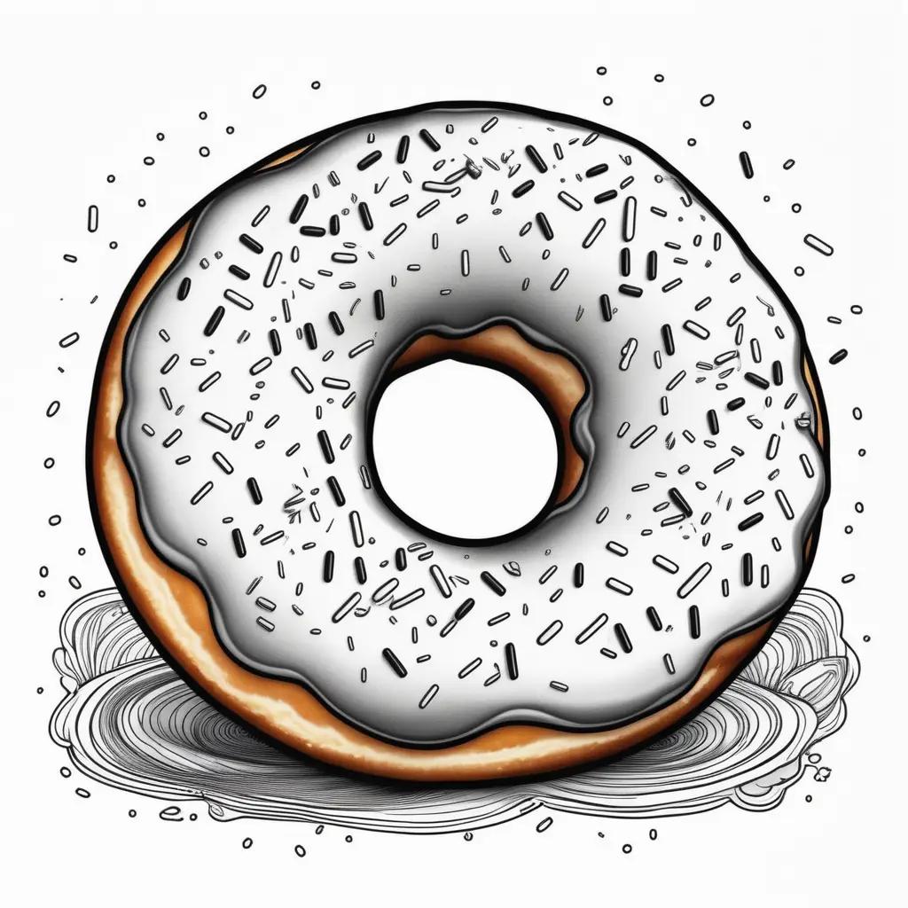 donut with sprinkles and icing on a coloring page