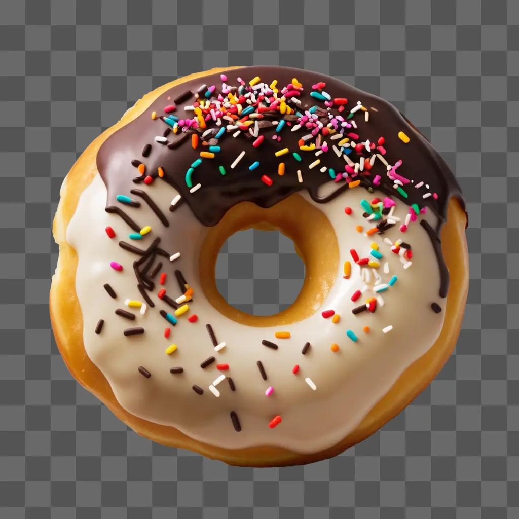 donut with sprinkles is shown in a silhouette