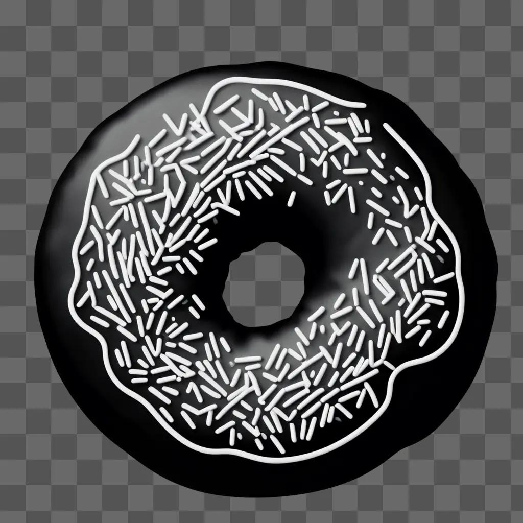 donut with white sprinkles in a black background