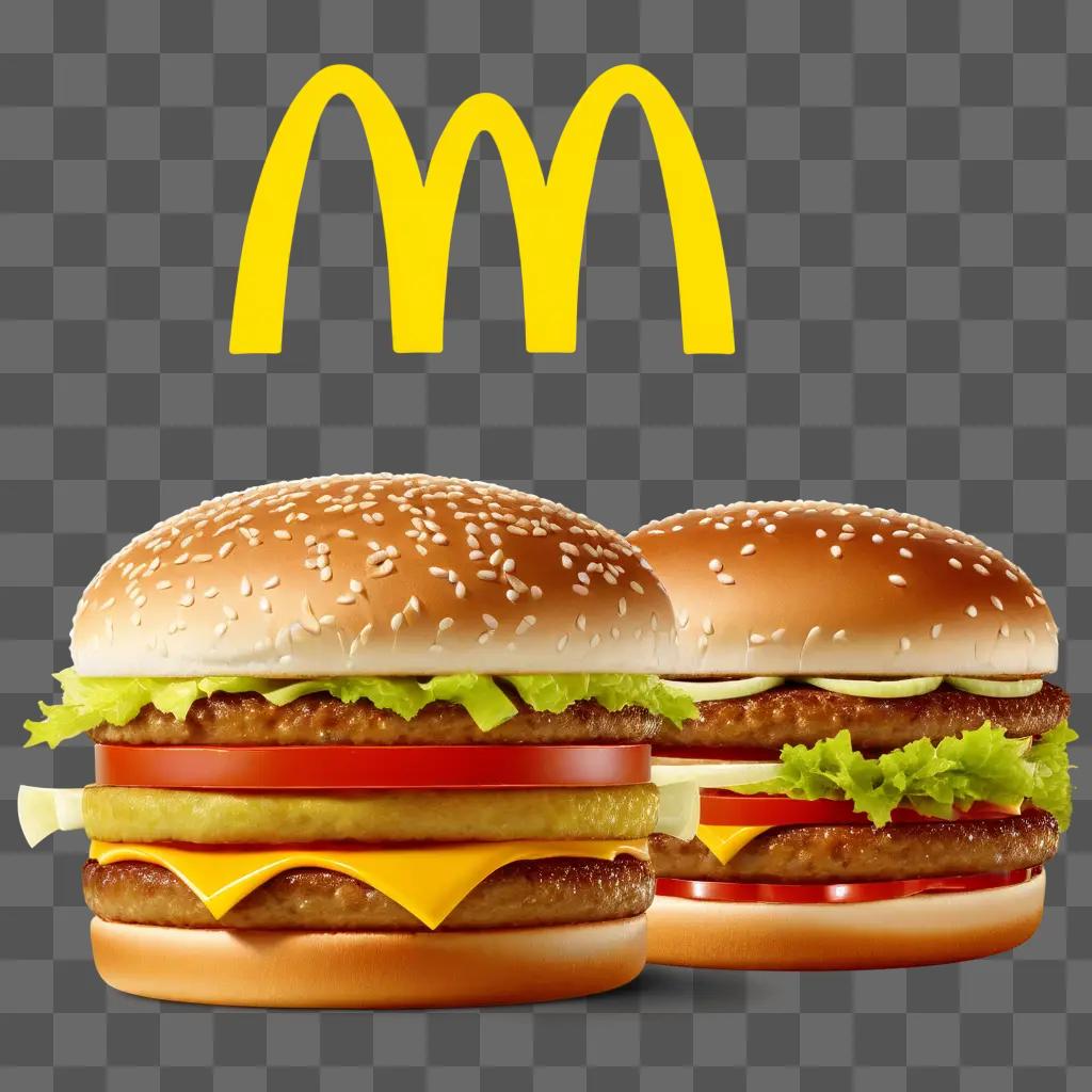 double cheeseburger with a golden yellow mcdonalds logo