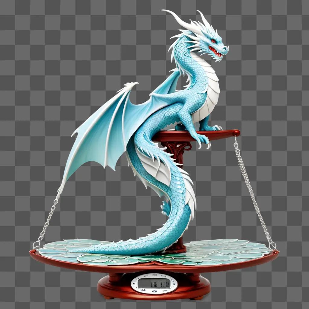 dragon sits atop a digital scale