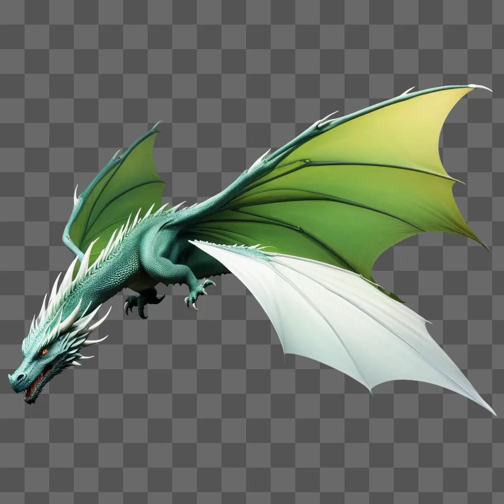 dragon wing in a vibrant green and white color scheme