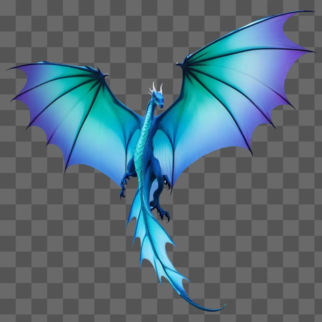 dragon with a blue wing in the air