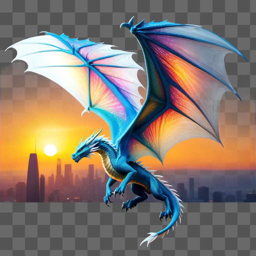 dragon with a long, brightly colored wing