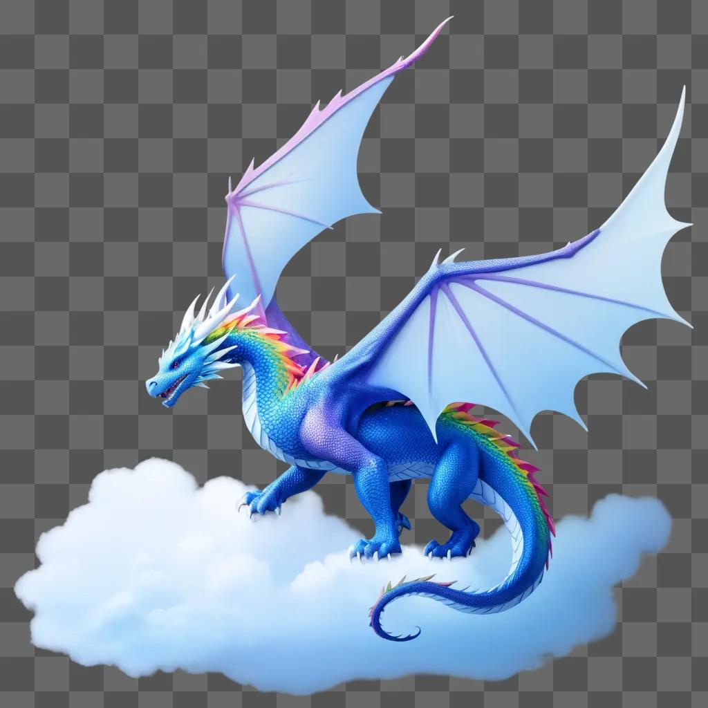 dragon with a rainbow wing in the sky