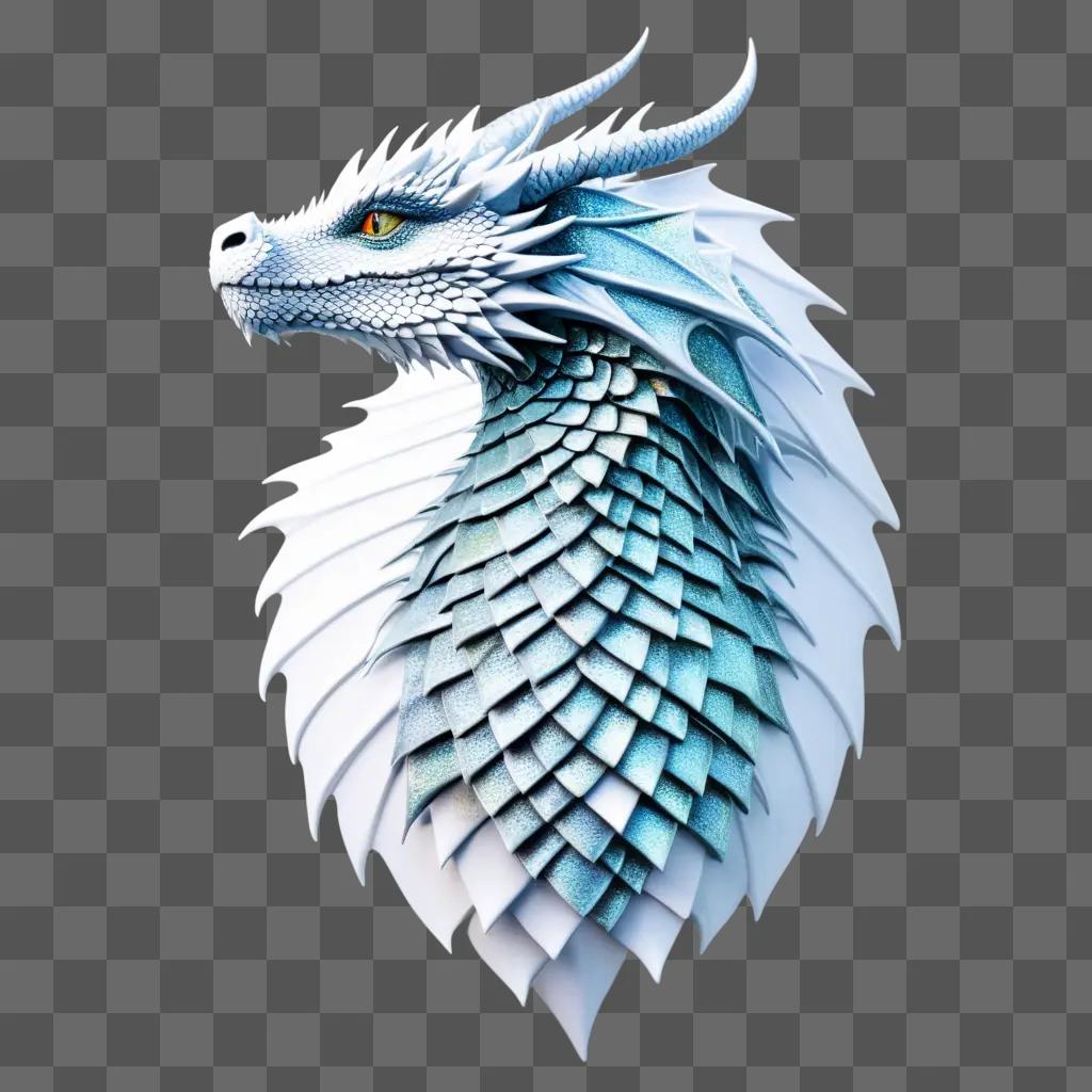 dragon with blue scales on a blue wall