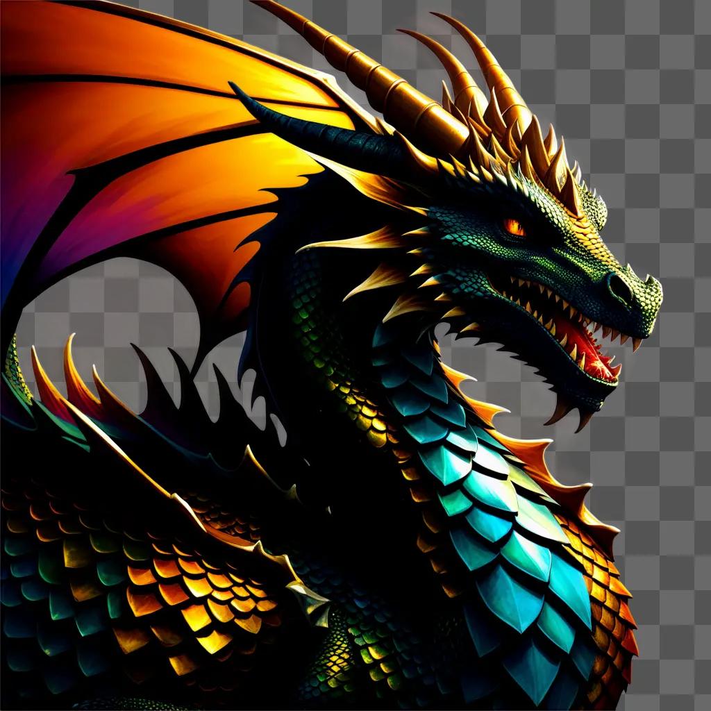 dragon with scales of gold and green