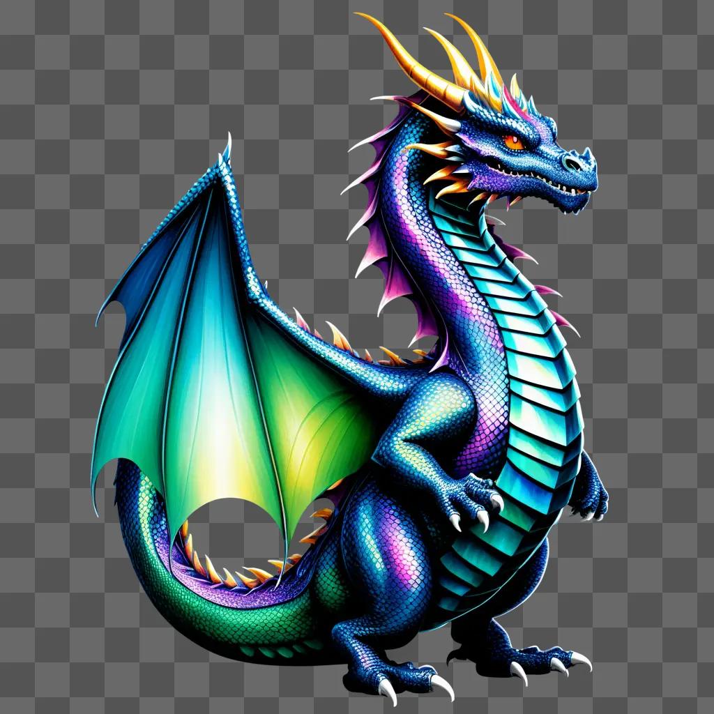 dragon with scales on his wings and tail